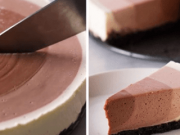 Recept na nepečený čokoládový cheesecake se čtyřmi různými vrstvami krému! Vychutnejte si jedinečný ombre efekt na oblíbeném dezertu!