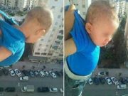 „1 000 lajků, nebo ho pustím!“ Muž sdílel šokující fotografii dítěte za oknem v 15. patře